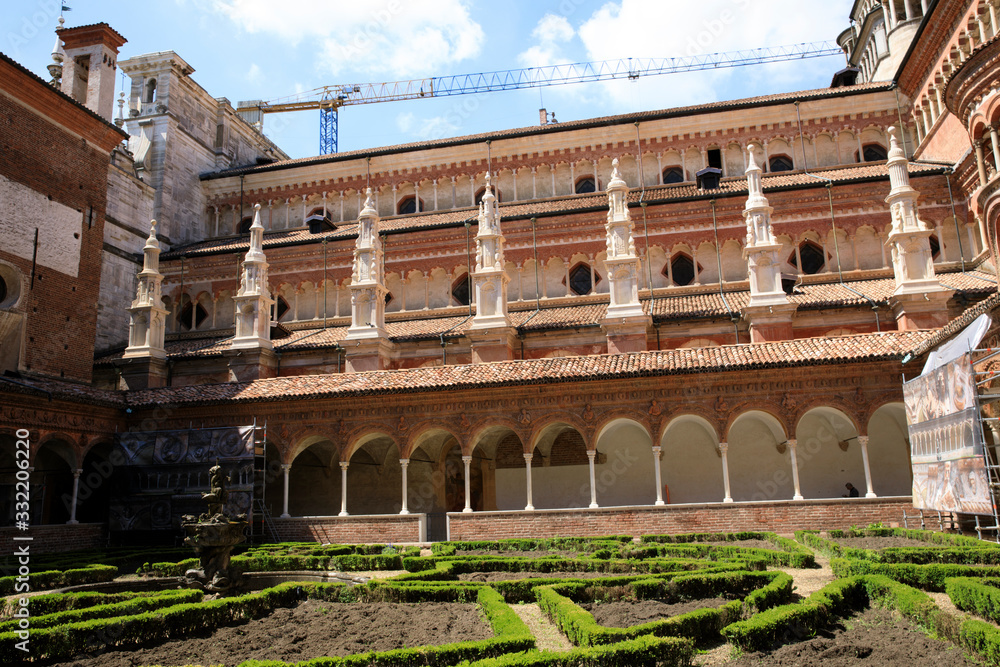Obraz premium Pavia (PV), Italy - June 09, 2018: Certosa di Pavia area and Carthusian Monastery inside , Pavia, Lombardy, Italy