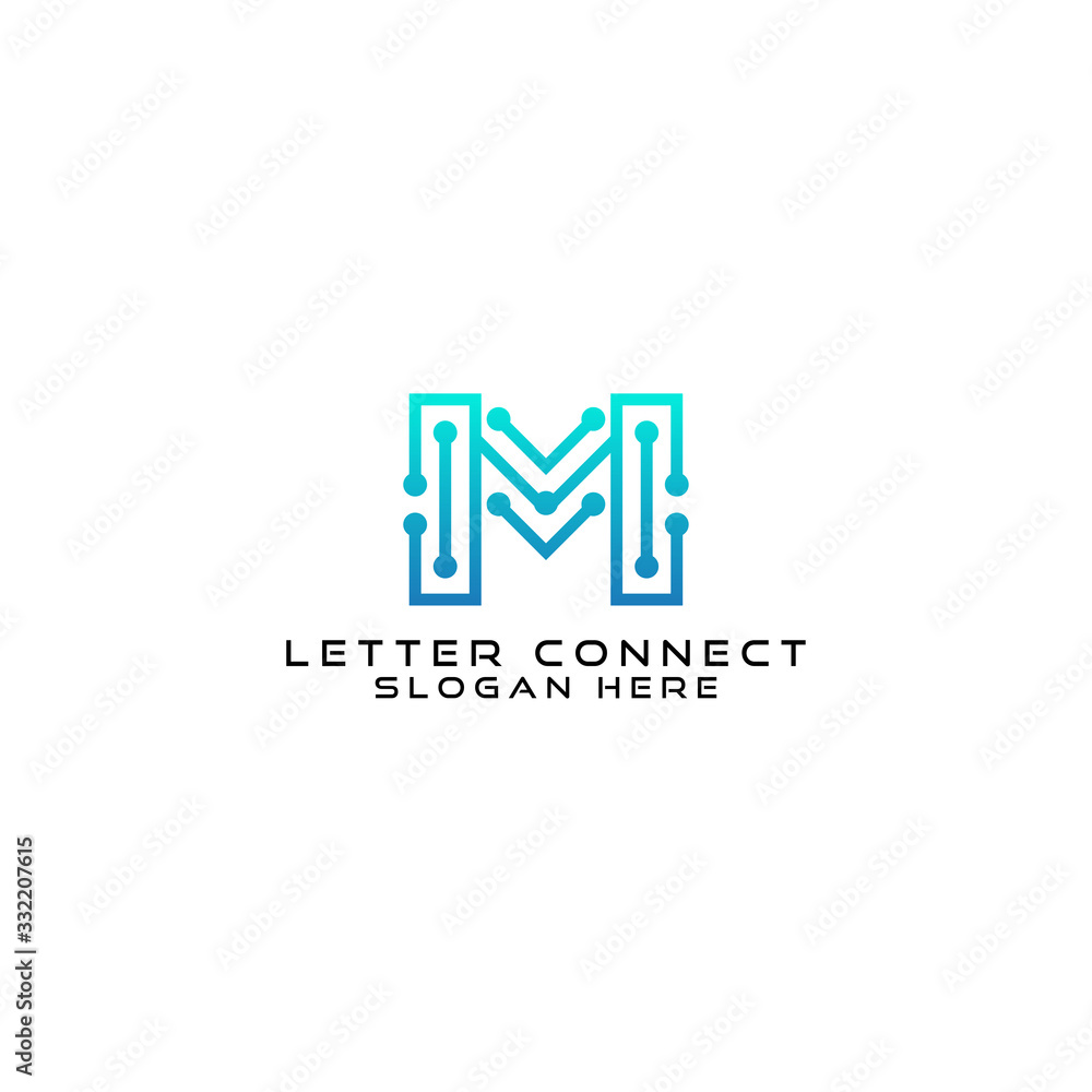 Digital logo letter M Icon logo design element - vector