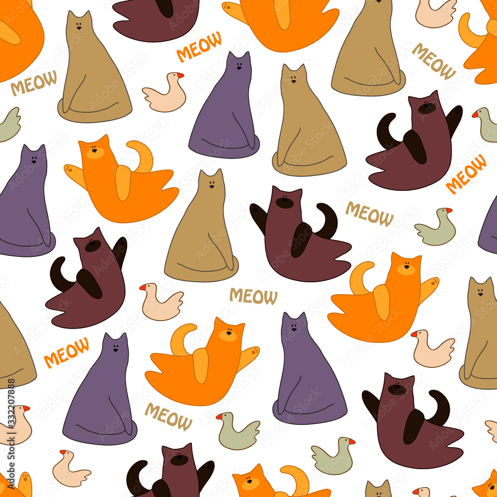 seamless pattern with cats. Vector EPS