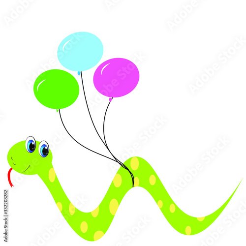 cute green snake cartoon illustration