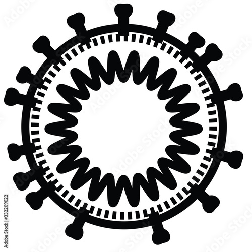 Coronavirus disease 2019 COVID-19 particle also known as wuhan pneumonia, china virus and corona virus. Linear line vector illustration