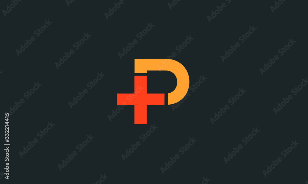 Letter P design with a plus sign - obrazy, fototapety, plakaty 