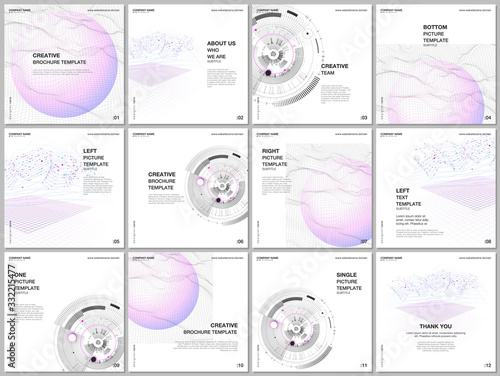 Brochure layout of square format covers design template for square flyer leaflet, brochure design, report, presentation, magazine cover. Future technology. Infographic digital cloud technology concept