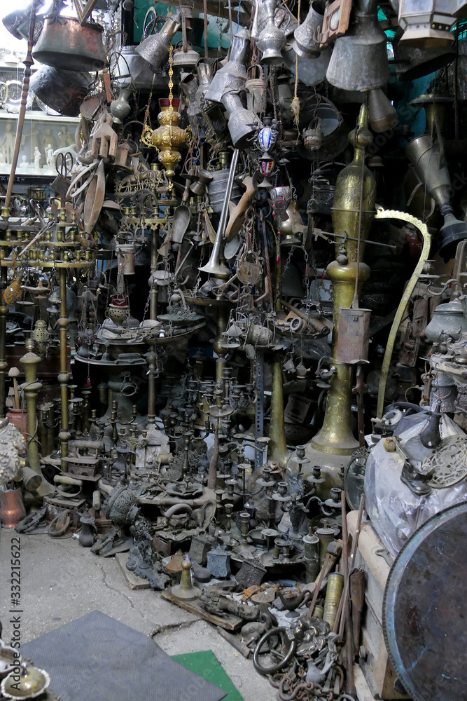 Fototapeta premium ancient objects of Greek and Arabic origin in an antique shop in the historic center of Ioannina