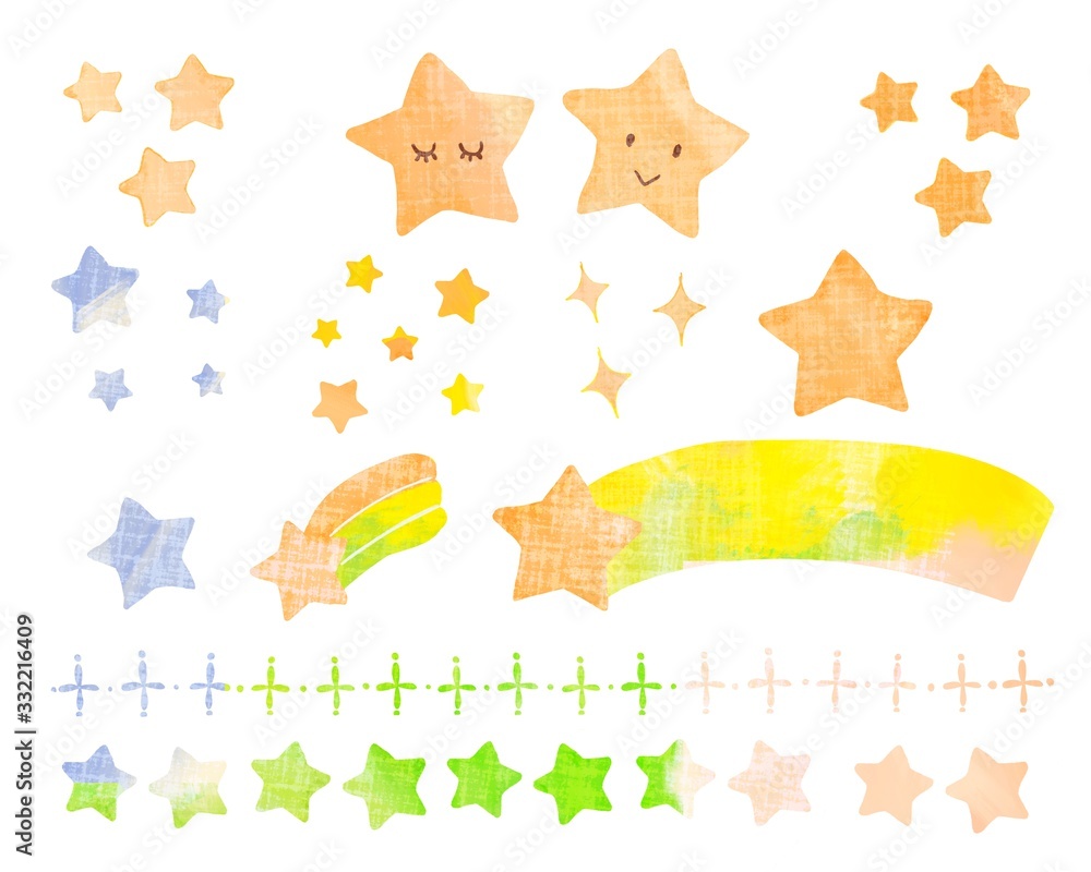 water color illustration of star icon set water color illustration of star icon set