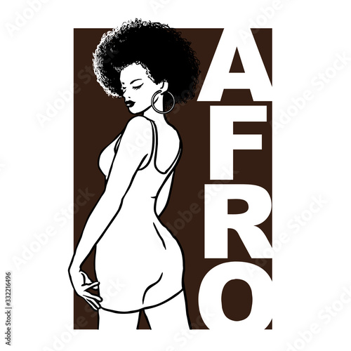 sexy afro girl vintage vector illustration