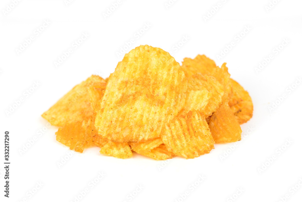 Pepper corrugated chips isolated from the white background Pepper corrugated chips isolated from the white background