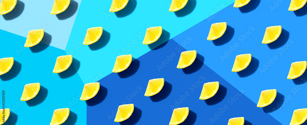 Fresh yellow lemons overhead view - flat lay Fresh yellow lemons overhead view - flat lay