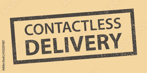 Stamp grunge rubber contactless delivery.  Contactless delivery  stamp on  cardboard background your web site design, app, UI.  Stock vector.  EPS10.