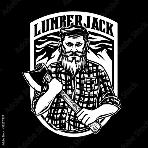 vector of lumberjack man with axe illustration