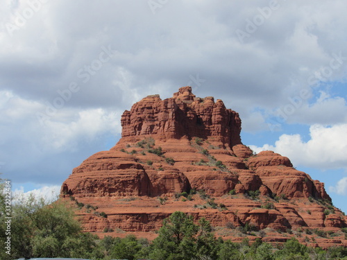 View of the beautiful Bell Rock formation near the Village of Oak Creek and Sedona in Yavapai County