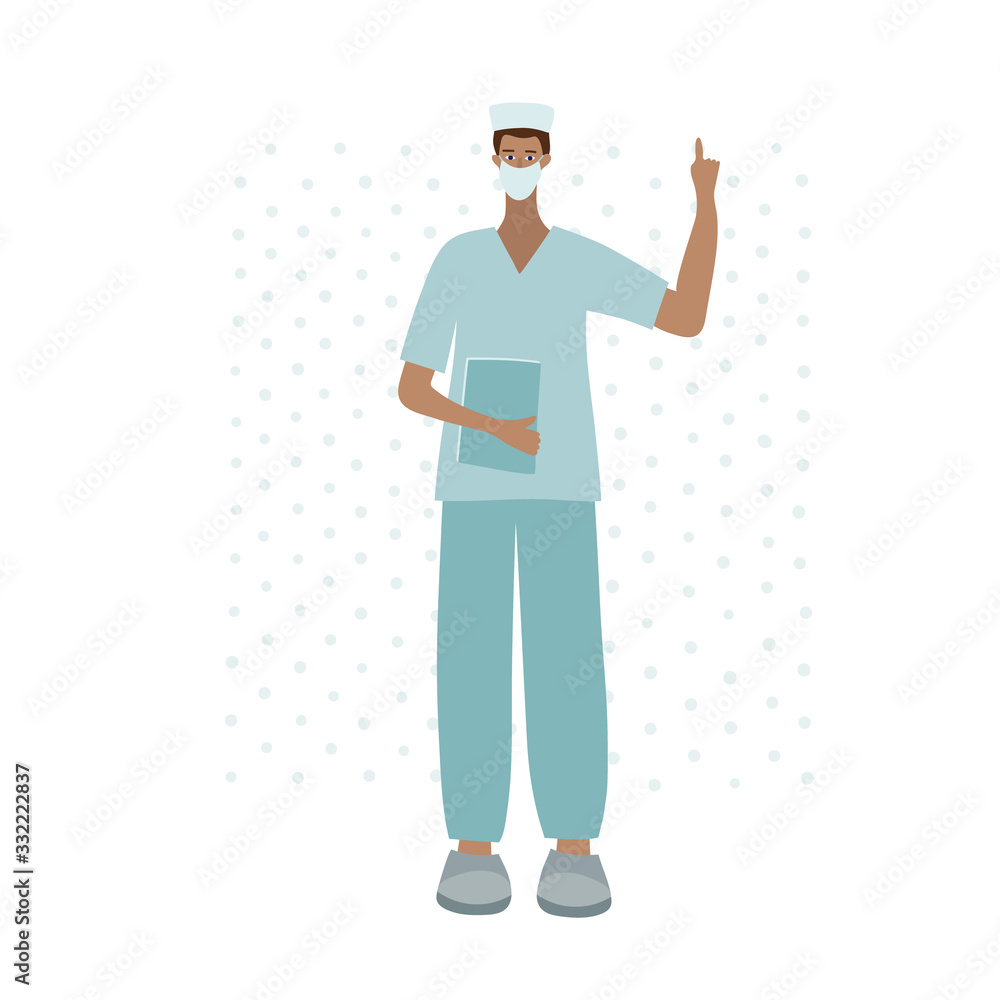 Medical Doctor nurse pointing finger illustration Medical Doctor nurse pointing finger illustration