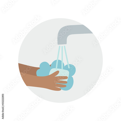 Washing hand with soap illustration simple sticker