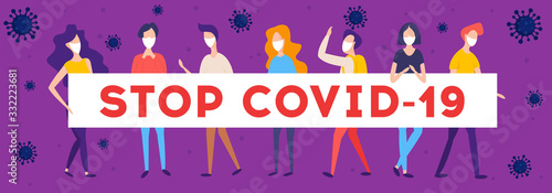 COVID-19 Novel Coronavirus. People in white medical face mask.