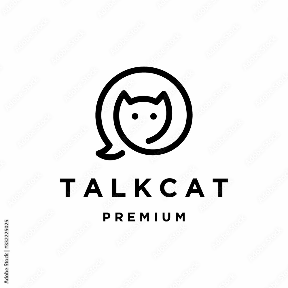 Talk cat logo design vector illustration Talk cat logo design vector illustration