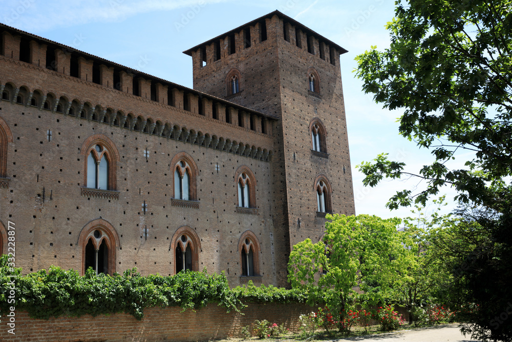 Pavia (PV), Italy - June 09, 2018: The Castello Visconteo, Visconti castle, Pavia, Lombardy, Italy