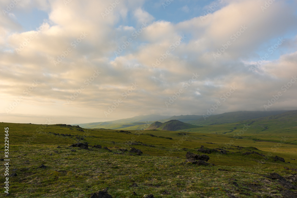 Fototapeta premium Dramatic views of the volcanic landscape. Kamchatka Peninsula.