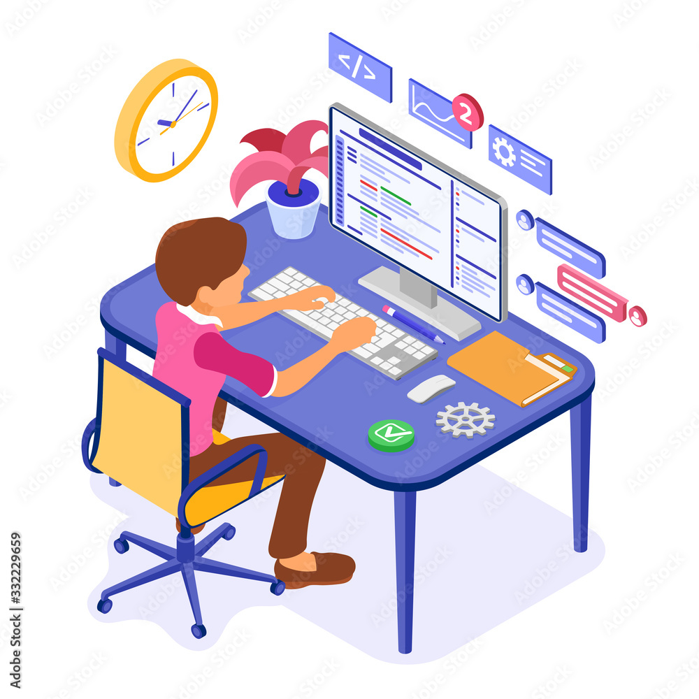 Fototapeta premium programmer developing online chat website