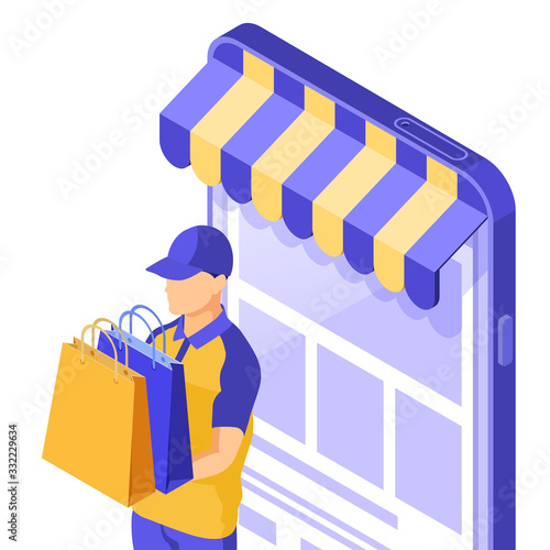 Isometric Online Internet Shopping