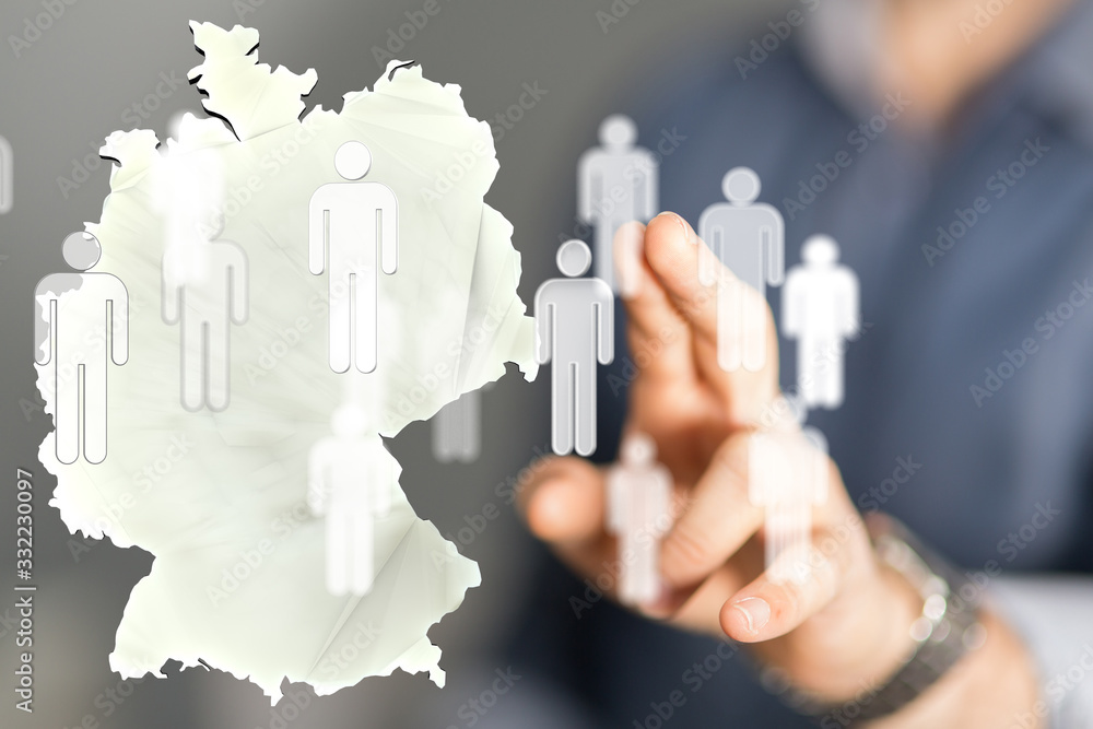 3D map of Germany. Map of Germany land border with flag. Germany map on white background. 3d rendering.