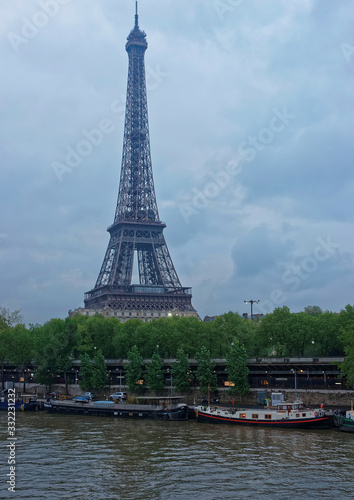 Eiffel Tower and Seine River in Paris in France