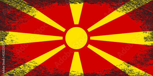 Flag Of The Republic of Macedonia With Grunge Border