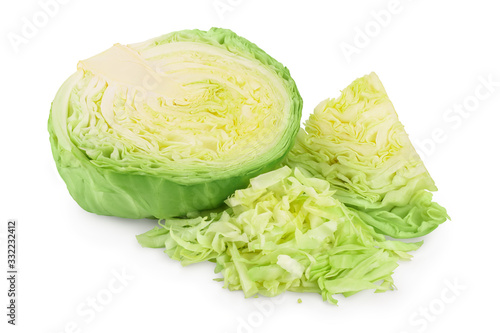Green cabbage isolated on white background with clipping path and full depth of field.