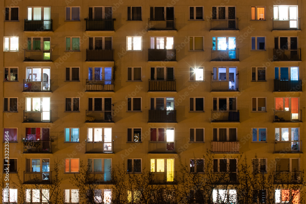  block of flats seen at night