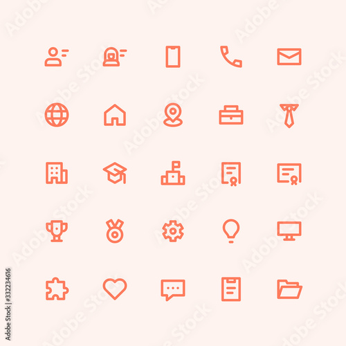 curriculum vitae icon set line rounded style vector