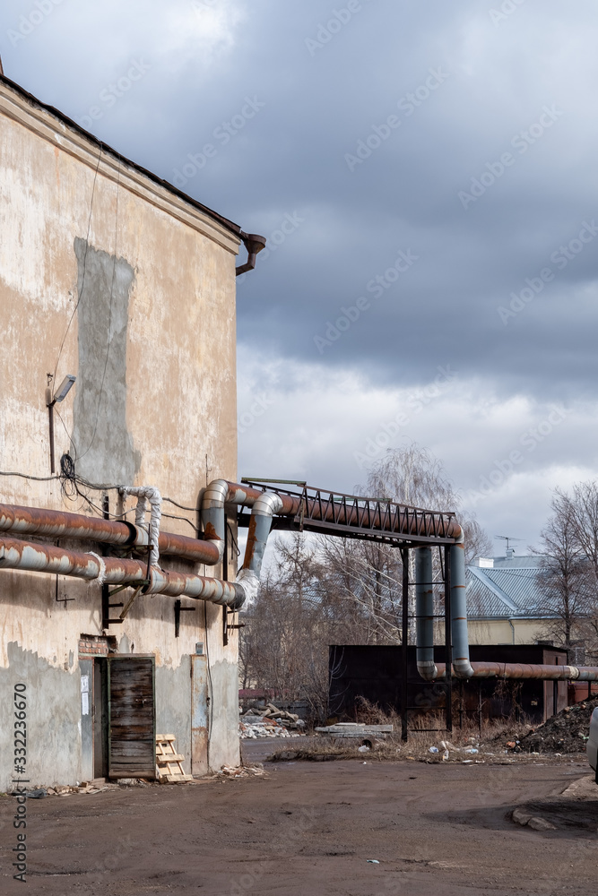 Fototapeta premium abandoned building apocalypse, industrial zone
