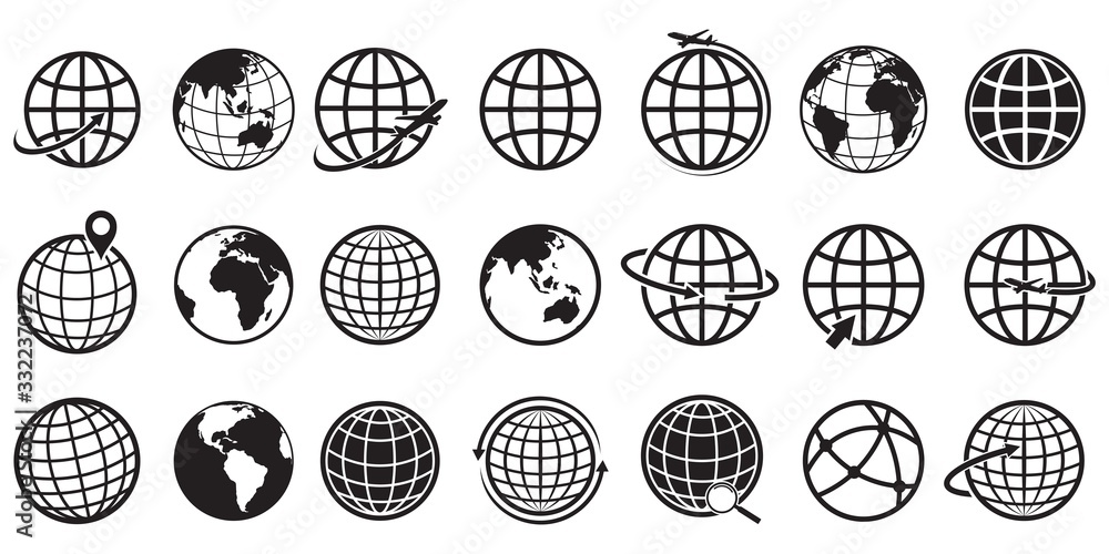 Earth globe Icon set, vector Illustration Stock Vector | Adobe Stock
