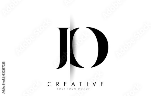 JO J O Letter Logo with Creative Shadow Cut Design.