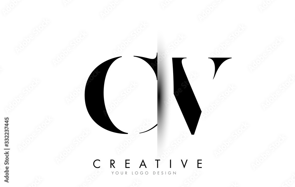 CV C V Letter Logo with Creative Shadow Cut Design. CV C V Letter Logo with Creative Shadow Cut Design.