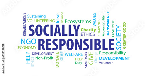 Socially Responsible Word Cloud on a White Background