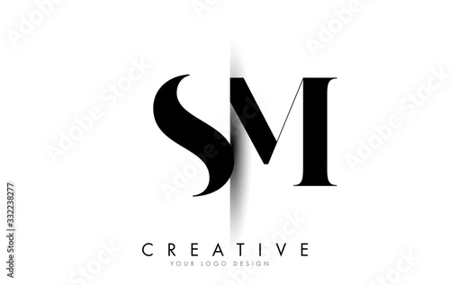 SM S M Letter Logo with Creative Shadow Cut Design. photo