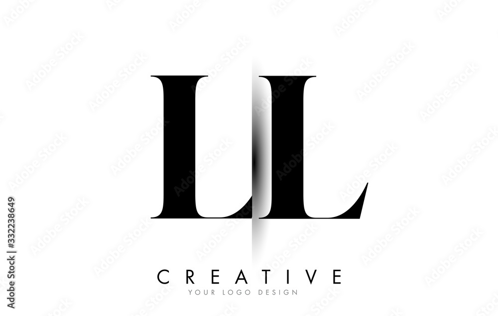 LL L Letter Logo with Creative Shadow Cut Design.