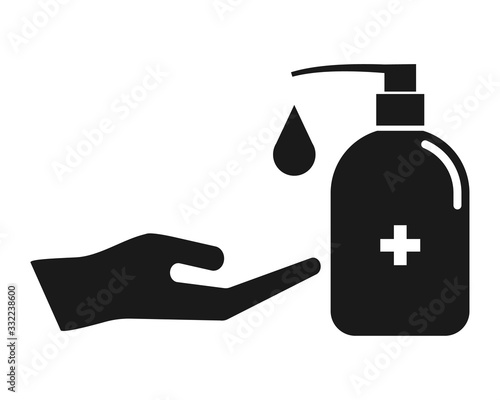 Hand sanitizer icon isolated on white background. Vector illustration.