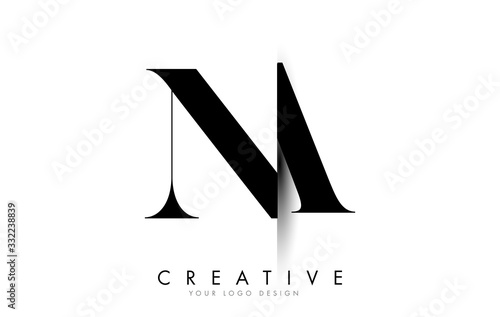 NA N A Letter Logo with Creative Shadow Cut Design.