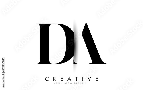 DA D A Letter Logo with Creative Shadow Cut Design.