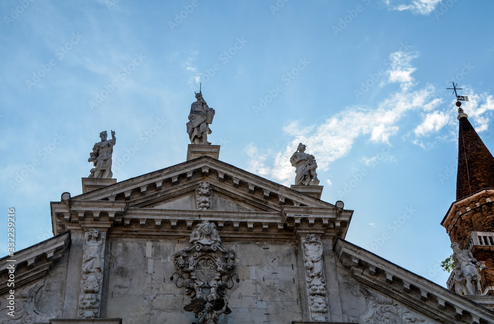 Architecture detail of Chiesa di San Moise, a Baroque style, Roman Catholic church in Venice, Italy