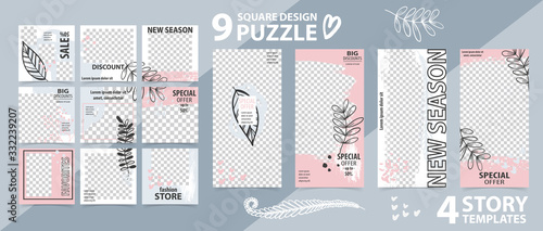 Trendy editable template for social networks stories and posts, vector illustration.