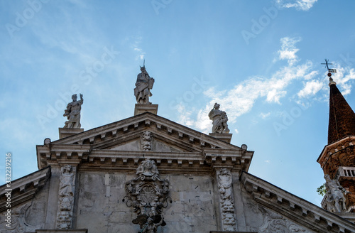 Architecture detail of Chiesa di San Moise, a Baroque style, Roman Catholic church in Venice, Italy