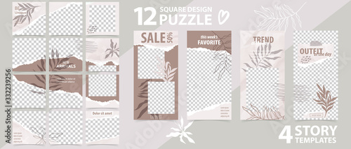 Trendy editable template for social networks stories and posts, vector illustration.
