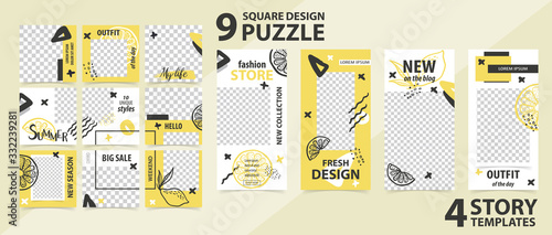 Trendy editable template for social networks stories and posts, vector illustration.