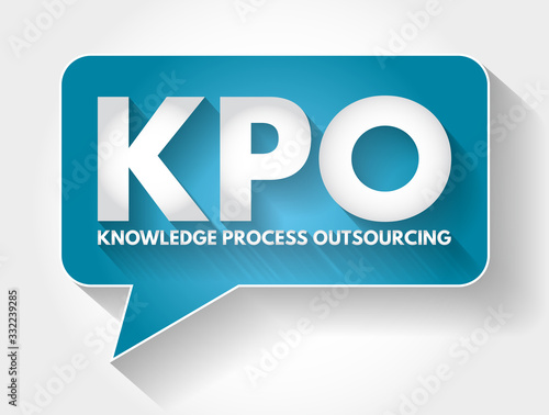 KPO - Knowledge Process Outsourcing acronym message bubble, business concept background