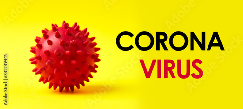 Inscription CORONAVIRUS on yellow background. World Health Organization WHO introduced new name for chinese virus 2020.disease named: COVID-19 SARS, Coronaviridae , SARS-CoV, SARSCoV , MERS-CoV