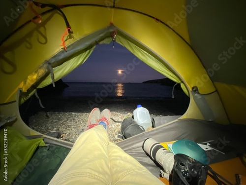 Tent View, Full Moon, Channel Islands National Park