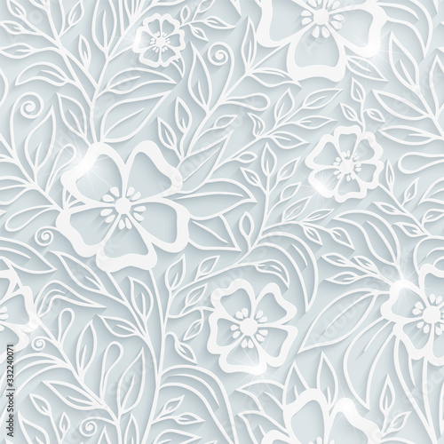 Elegant design template. Seamless pattern. Floral paper ornament. Ornate vintage texture. Repeating delicate background for celebration wedding, Invitation, wallpaper, gift wrapper, prints. Vector