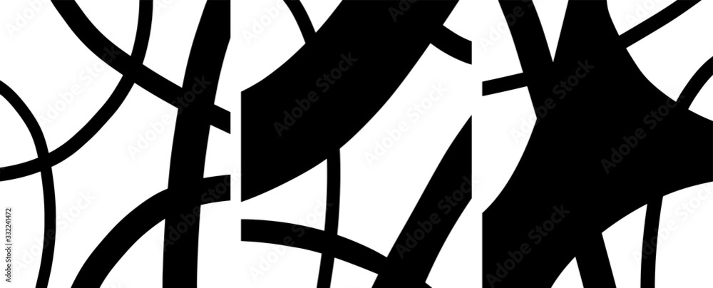 Fototapeta minimalist Organic abstract art mid century modern style black and white artwork templates vector set