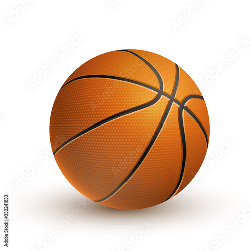 3D Realistic Vector Basketball Isolated On White Background.